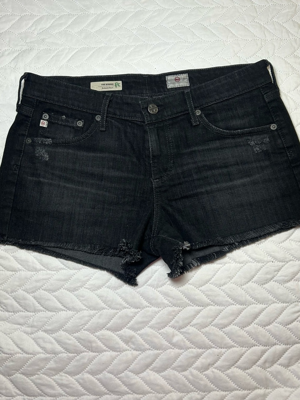 Ag Adriano Goldschmied Black Denim Cutoff Shorts - Picture 9 of 10